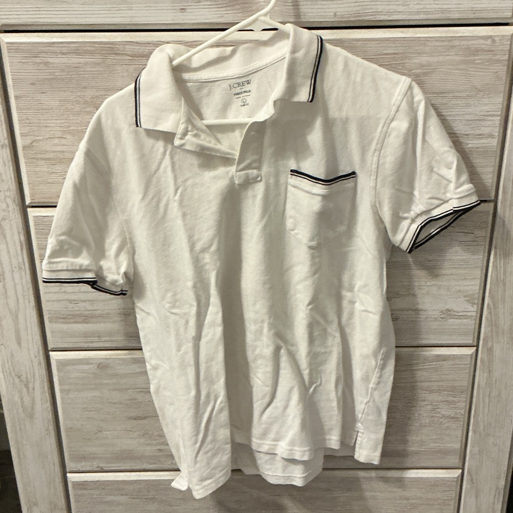 J. Crew White Pique Polo with Navy Accents